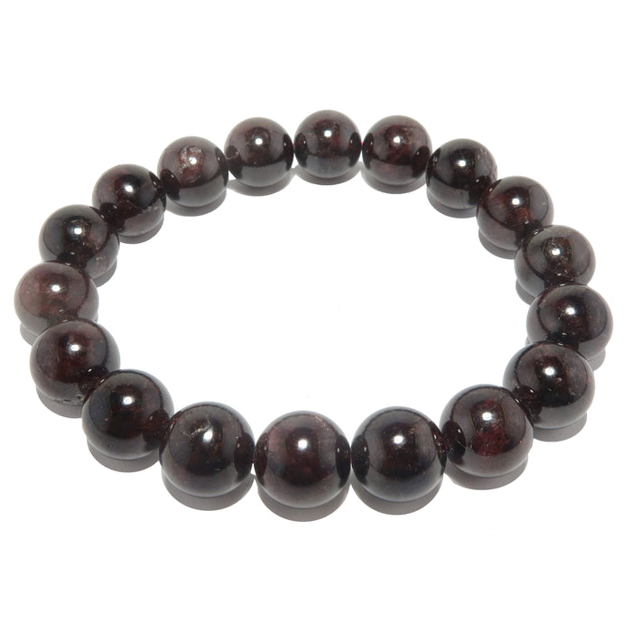 dark red garnet beaded stretch bracelet in 12mm beads