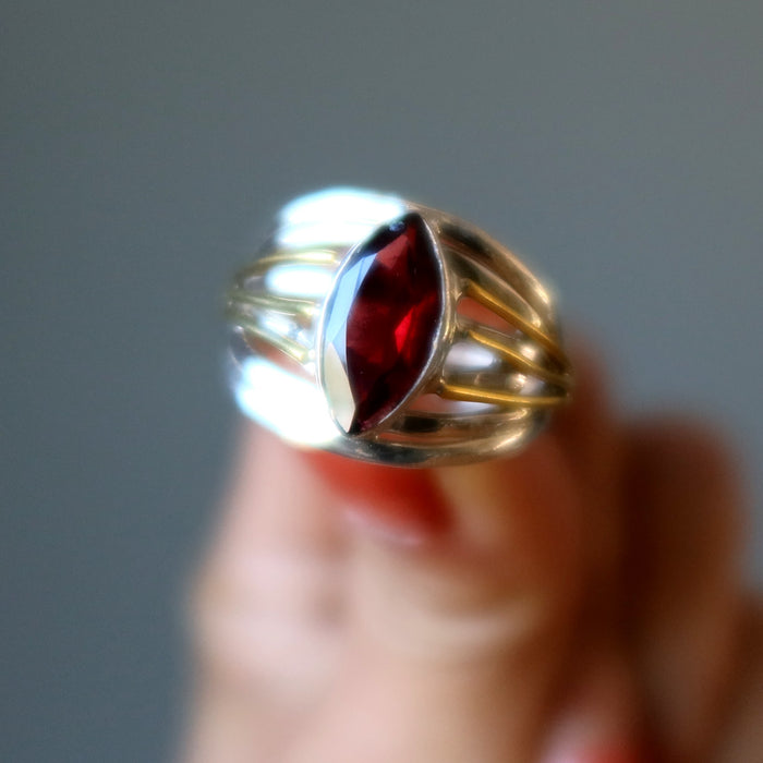 Garnet Ring Radiant Red Sophisticated Gemstone Silver Gold