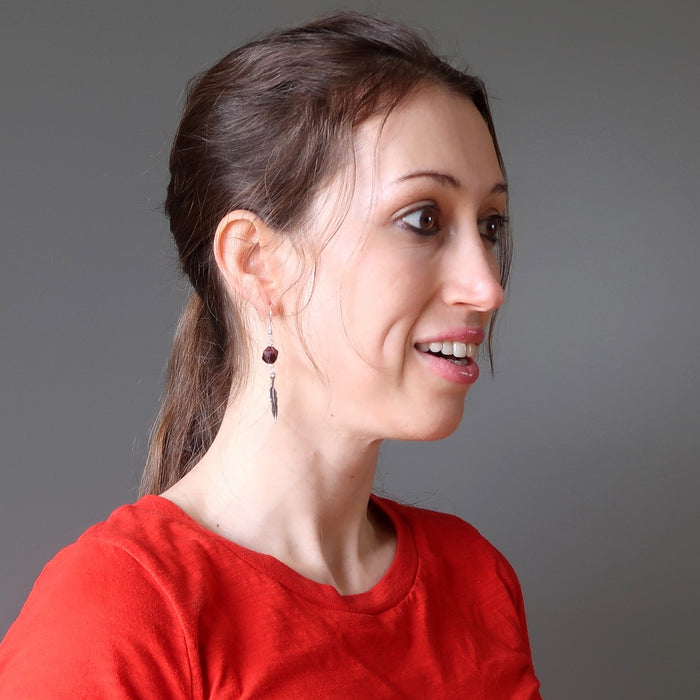 female model wearing Garnet Earrings