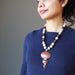 sheila of satin crystals wearing Goldstone Necklace 