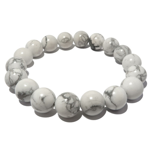 white and gray howlite stretch bracelet beaded with 9-10mm beads