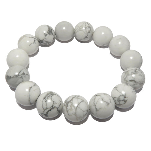 white and gray howlite stretch bracelet beaded with 11-12mm beads