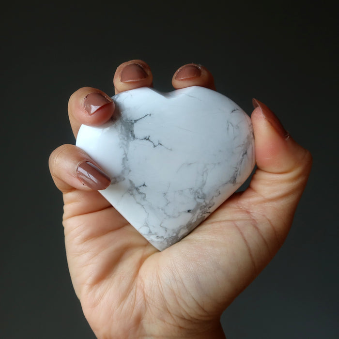 Howlite Heart Fresh Start New Love White Healing Crystal