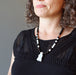 female model wearing Howlite and Black Obsidian Necklace
