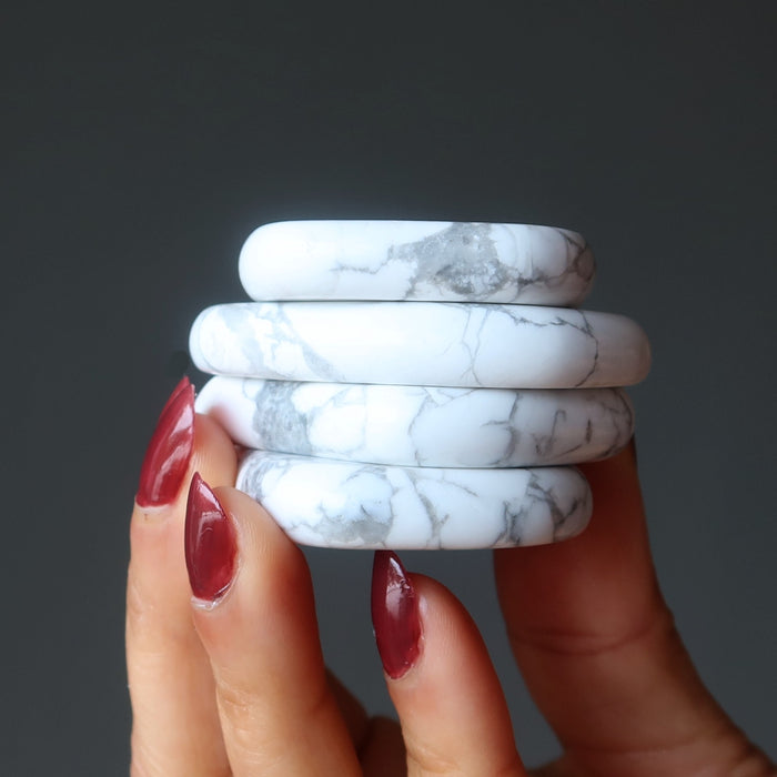 Howlite Palm Stone Set Habit Breaking White Crystals
