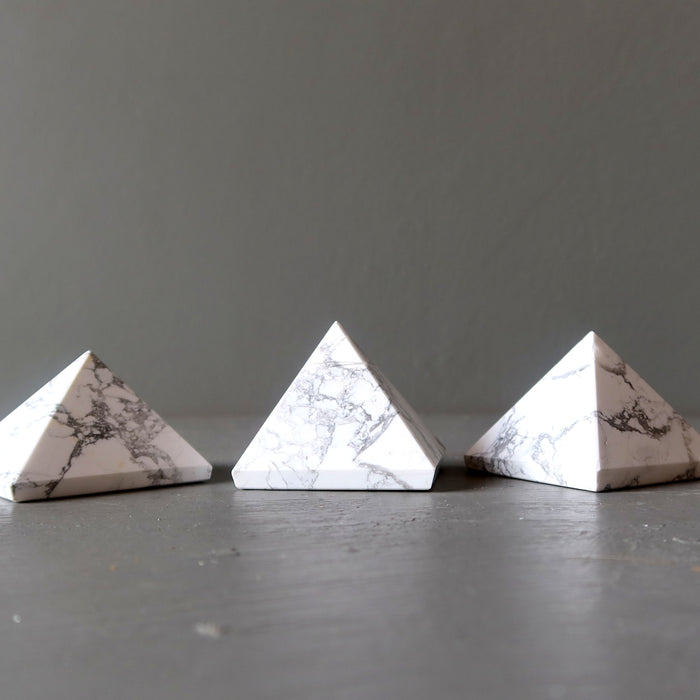 Howlite Pyramid White Ice is Nice New Beginnings Stone Carving