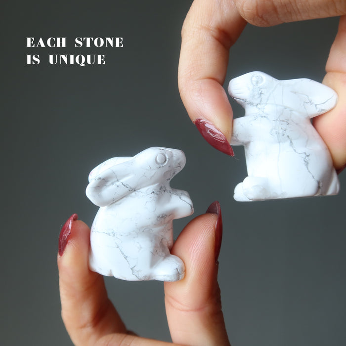 Howlite Rabbit Hop to Health White Bunny Animal Figurine