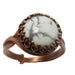 white and gray howlite circle in antique copper adjustable ring
