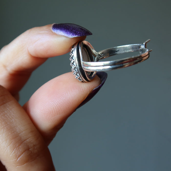 Howlite Ring White Mountain Gem Adjustable Sterling Silver