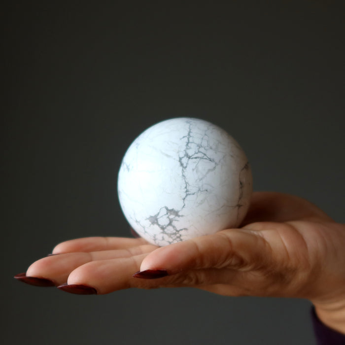 Howlite Sphere Healthy Habits White Healing Crystal Ball