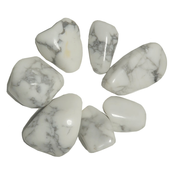 7 white and gray howlite tumbled stones