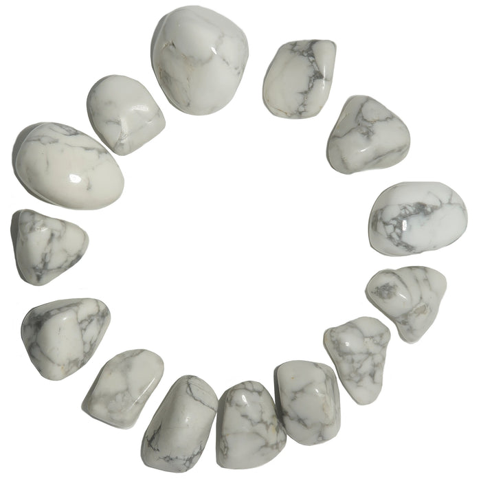 14 white and gray howlite tumbled stones