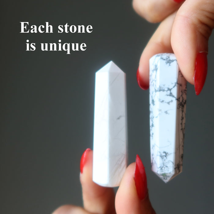Howlite Wand Pair Faceted Memories of Tomorrow Stone Set