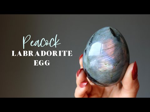 rainbow peacock labradorite egg video