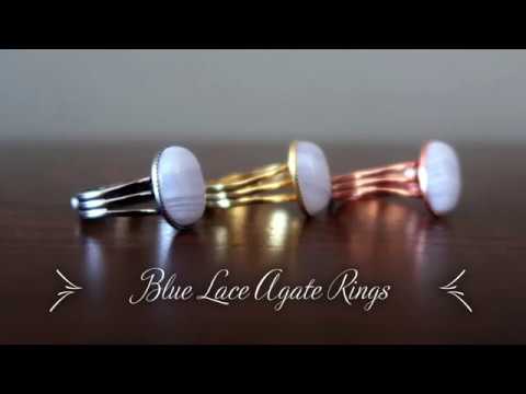 video about blue lace agate adjustable rings