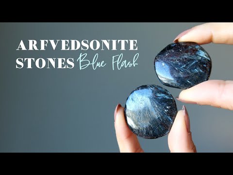 video featuring arfvedsonite smooth stones