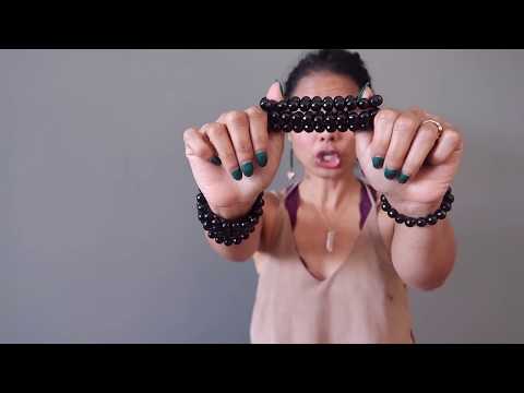 video about faceted black tourmaline stretch bracelet