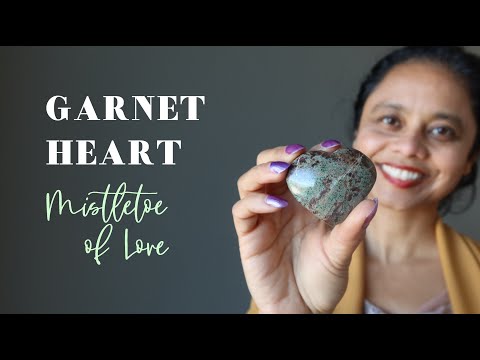 video on green and red garnet heart