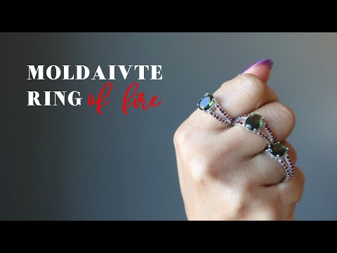 video on moldavite garnet ring