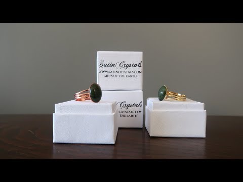 video on nephrite jade oval in gold adjustable ring
