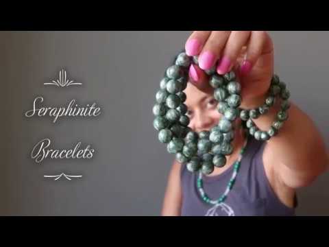 video on natural green seraphinite stretch bracelet