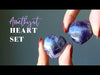video on purple amethyst heart set
