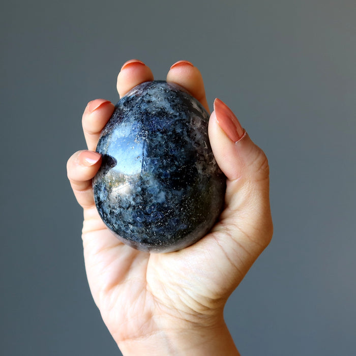 Iolite Egg Growing Prosperity Crystal Indigo Blue Finance Stone