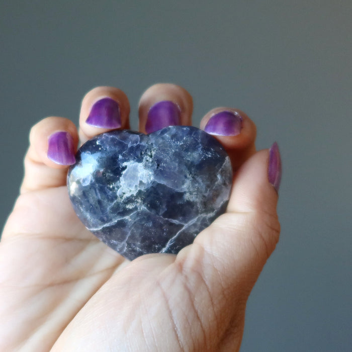 Iolite Heart Crack the Code to Financial Wealth Blue Purple Stone