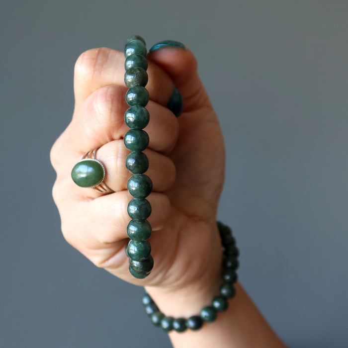 Jade Bracelet Abundance Prosperity Luck Green Jadeite Stone