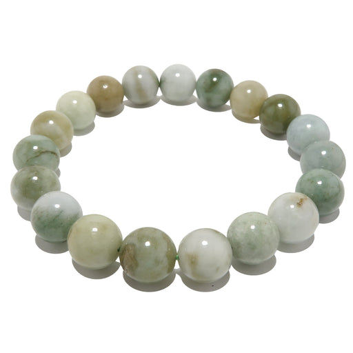 light green round jade beads on stretch bracelet