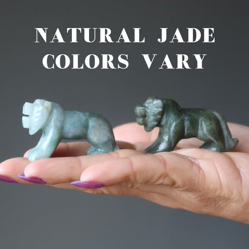 green jade tiger carvings showing natural colors vary