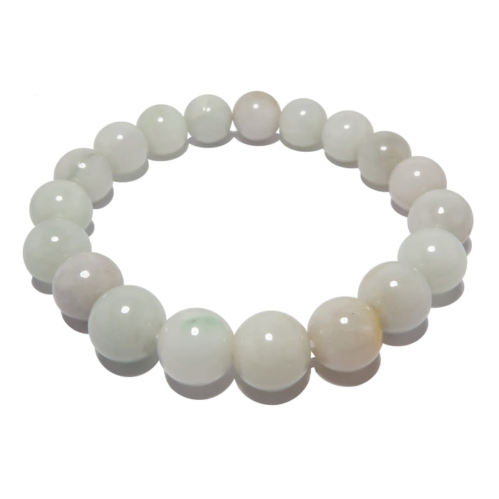 white jade round beaded stretch bracelet