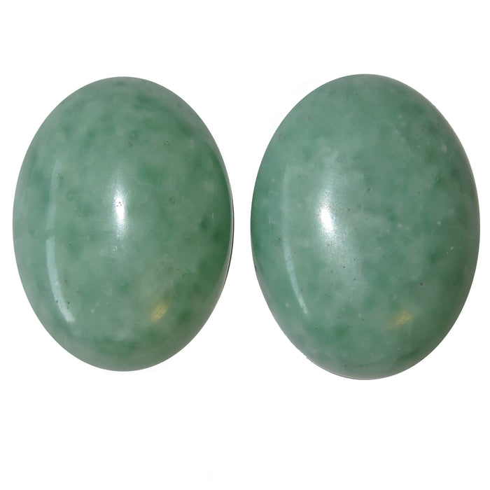 pair of green jade oval cabochons
