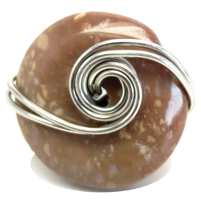 Brown Jasper Ring Yum Chocolate Donut Stone Silver Wire