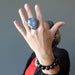 female wearing a big dendritic jasper ring