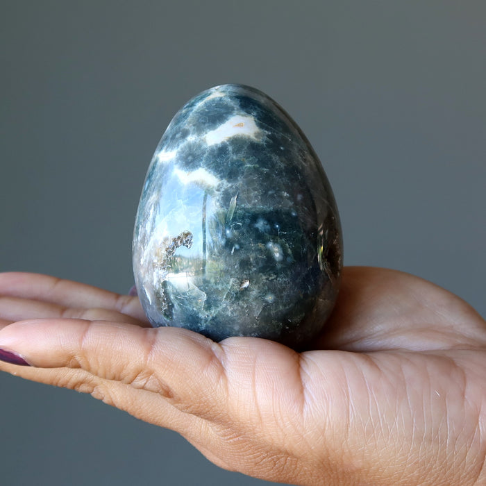 Ocean Jasper Egg Green Swamp Stress Relief Healing Stone