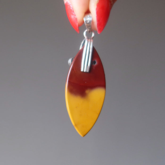 Mookaite Jasper Pendant Fantasy Gems Yellow Red Garnet