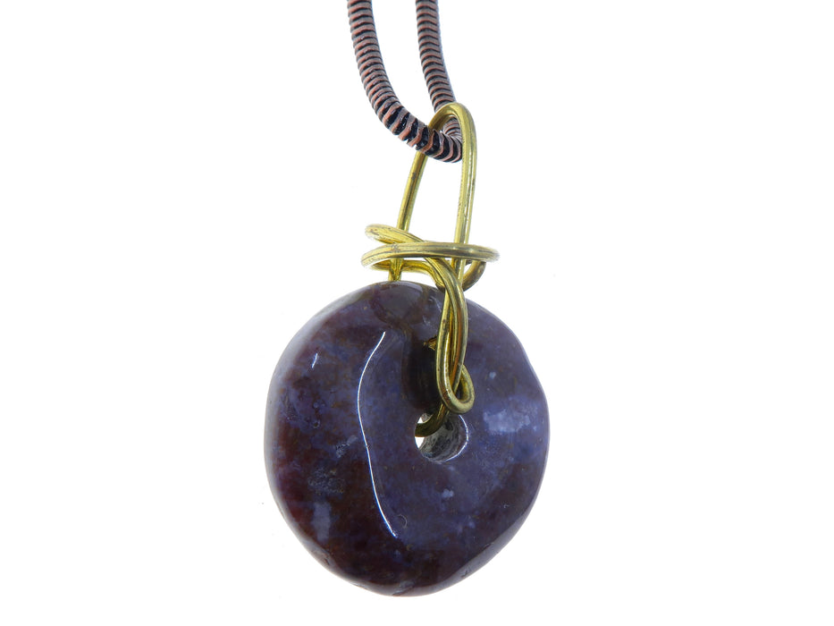Jasper Purple Necklace Dark Donut Stone Gold Wire Wrapped