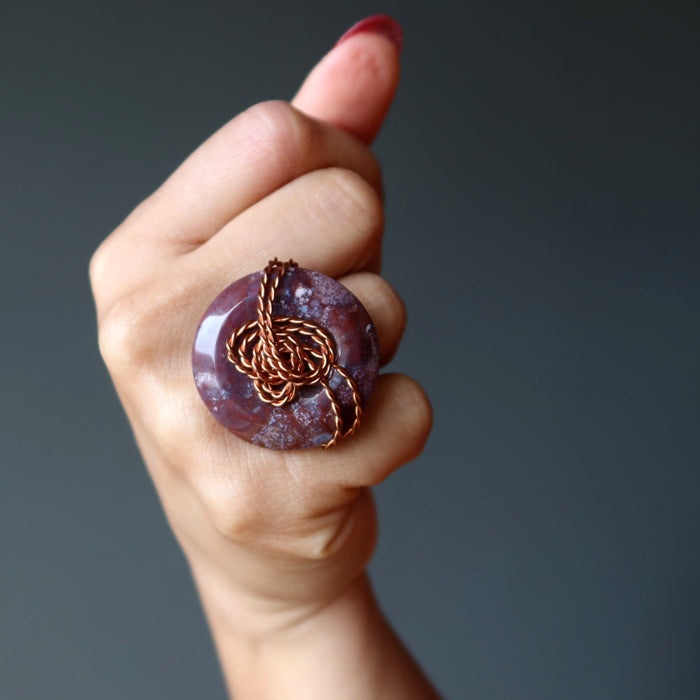 Purple Jasper Ring Copper Ropes and Chains Crystal Wire