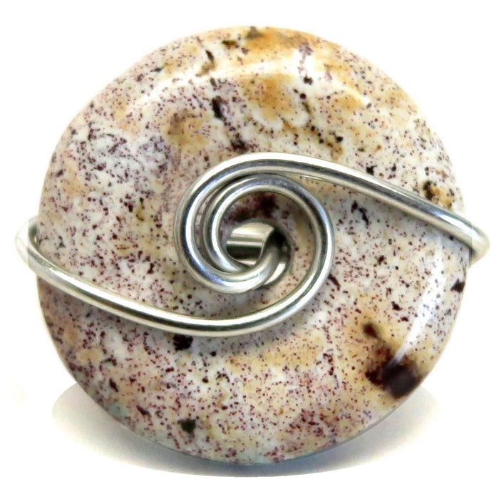 Purple Jasper Ring Sprinkle Spots Donut White Stone Silver
