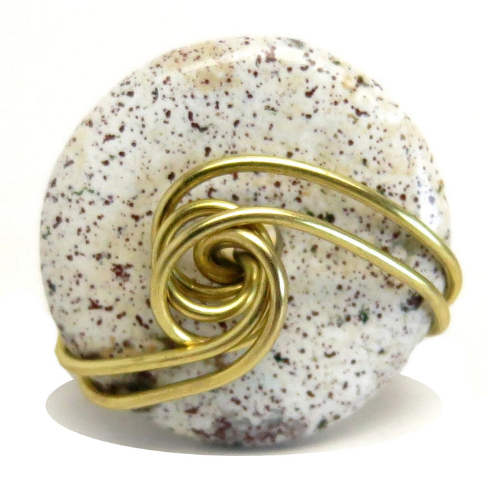 White Jasper Ring Artist's White Spotted Purple Gemstone