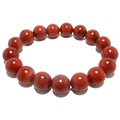 red jasper round beaded stretch bracelet