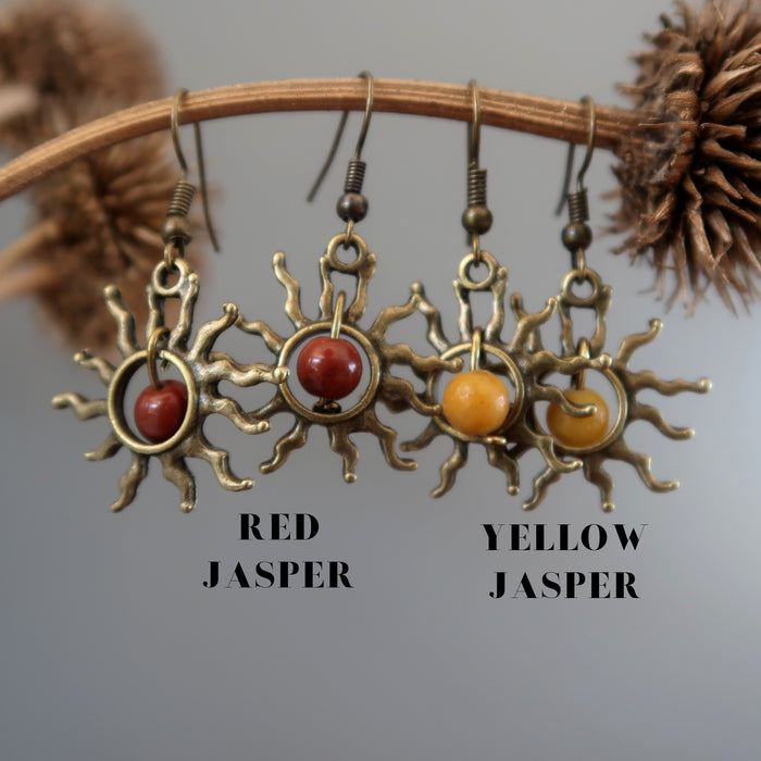 Red Jasper Earrings Fiery Sun Burning Passion Flaming Stones