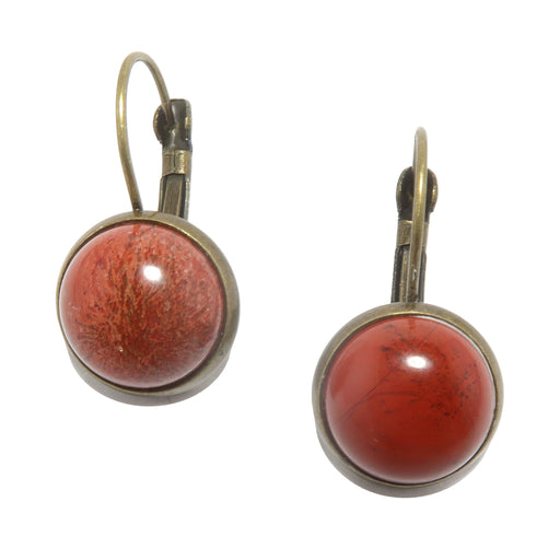 red jasper in antique bronze leverback earrings