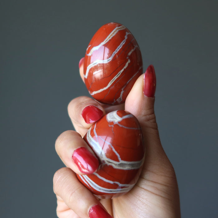 Red Jasper Egg Kundalini Meditation Spiritual Striped Stone