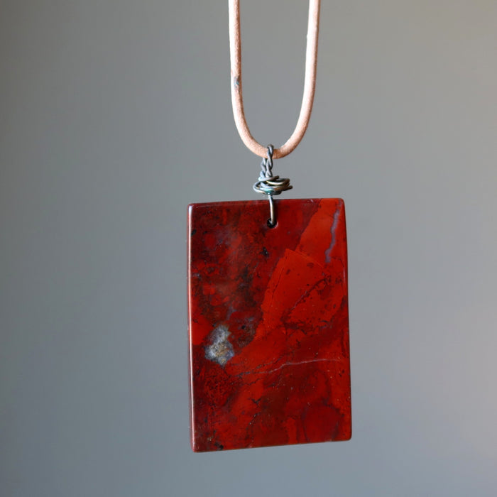 Red Jasper Necklace Door to Desires Big Rectangle Stone