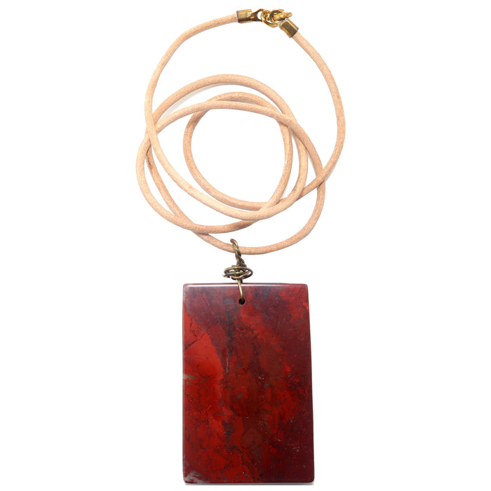 Red Jasper Necklace Door to Desires Big Rectangle Stone