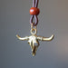 gold jasper bull skull necklace