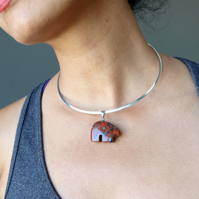 jasper bear choker necklace modeled on female
