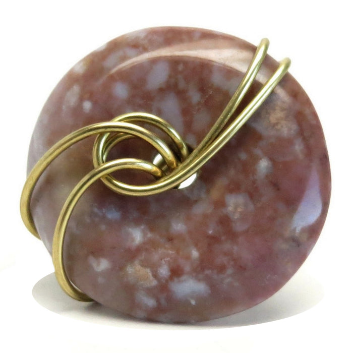 Jasper Red Ring Gold Wire Wrapped Donut Grounding Stone